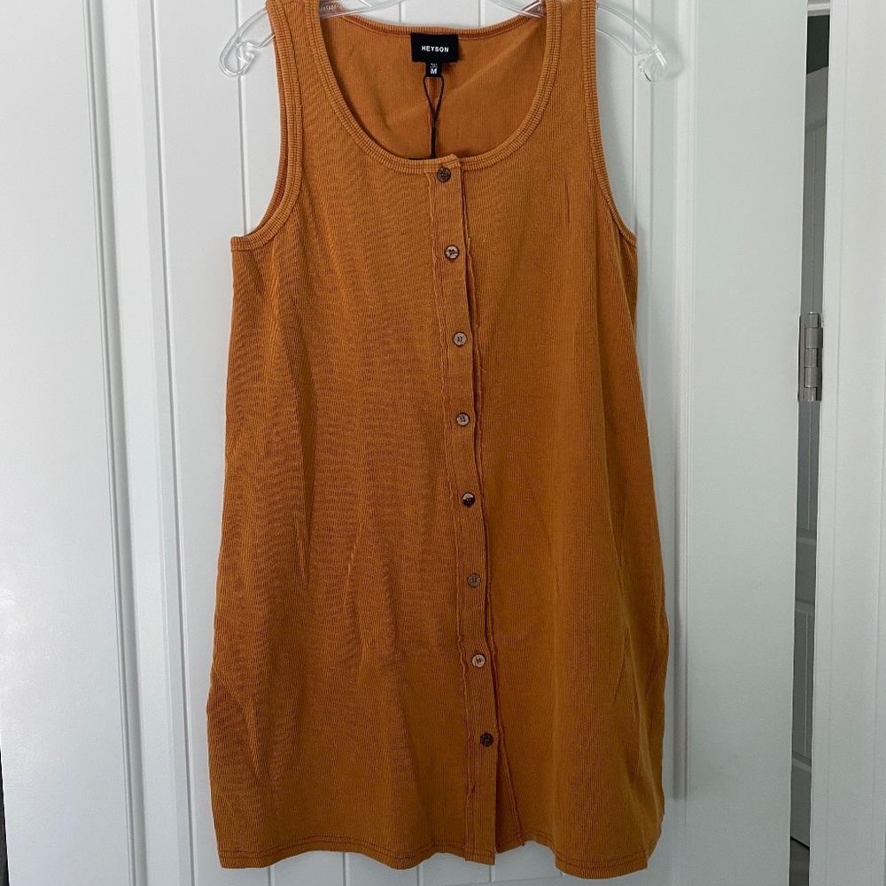 NWT Heyson Toasted Gold Ribbed Tank Dress Sz M